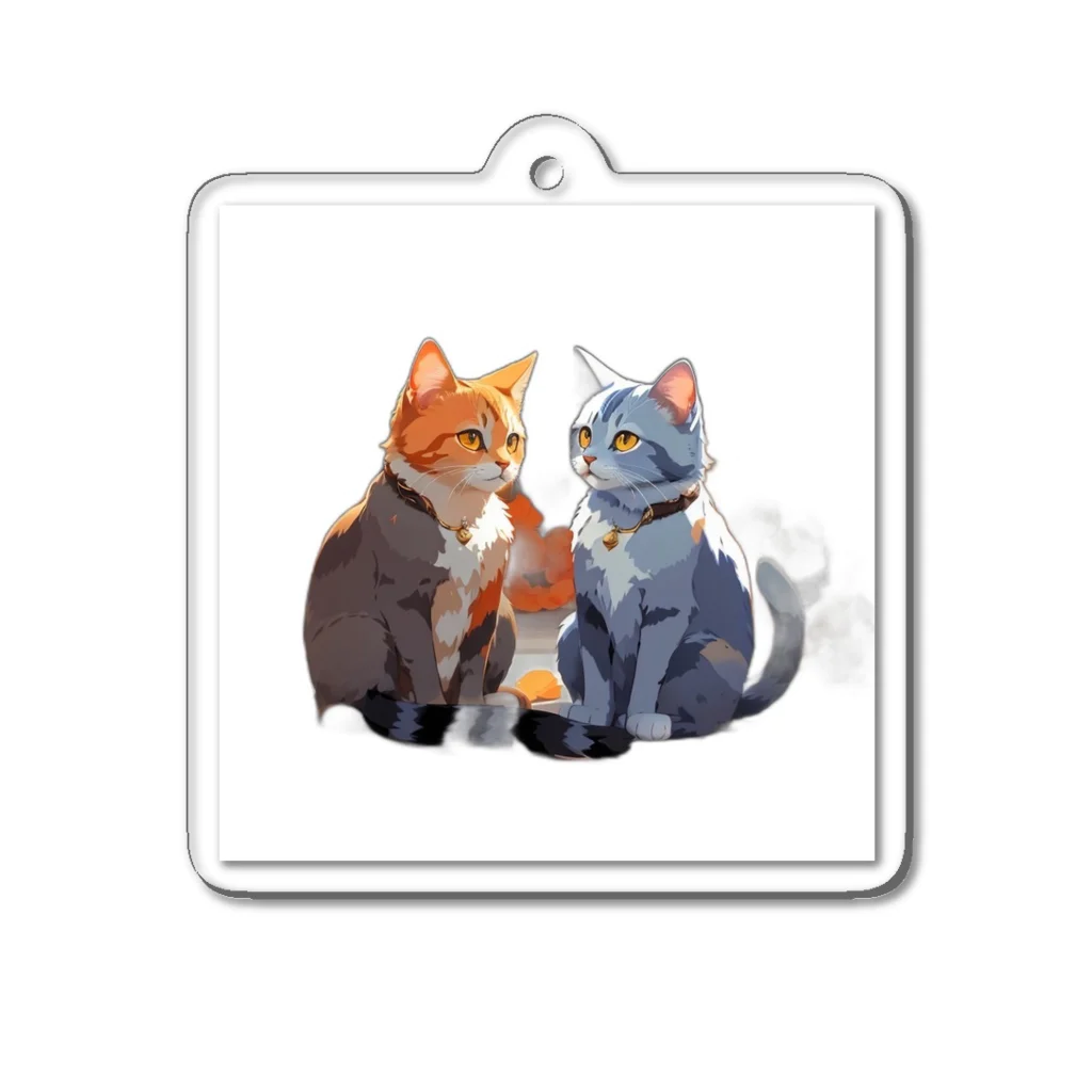 Mysterious animal shopのカップル猫 Acrylic Key Chain