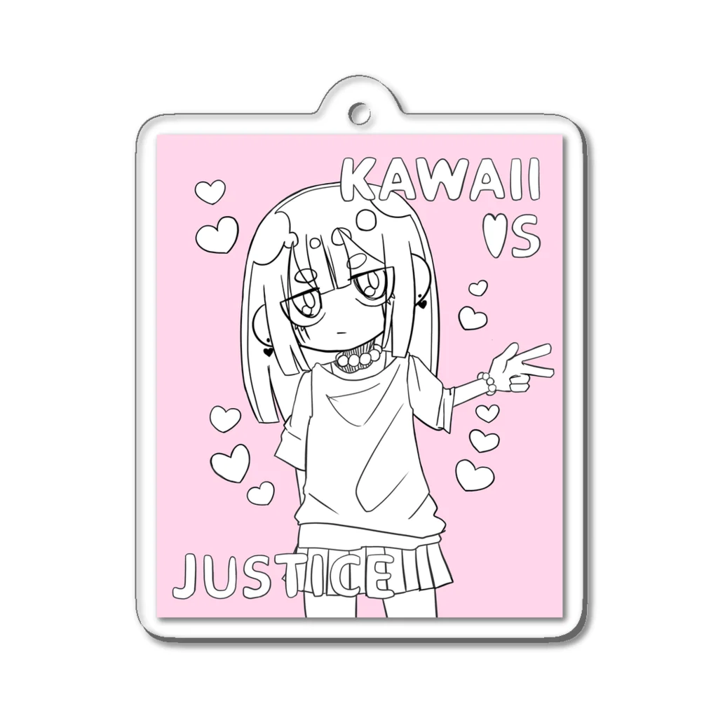 ライカのお店屋さんのKAWAII女の子（桃色） Acrylic Key Chain