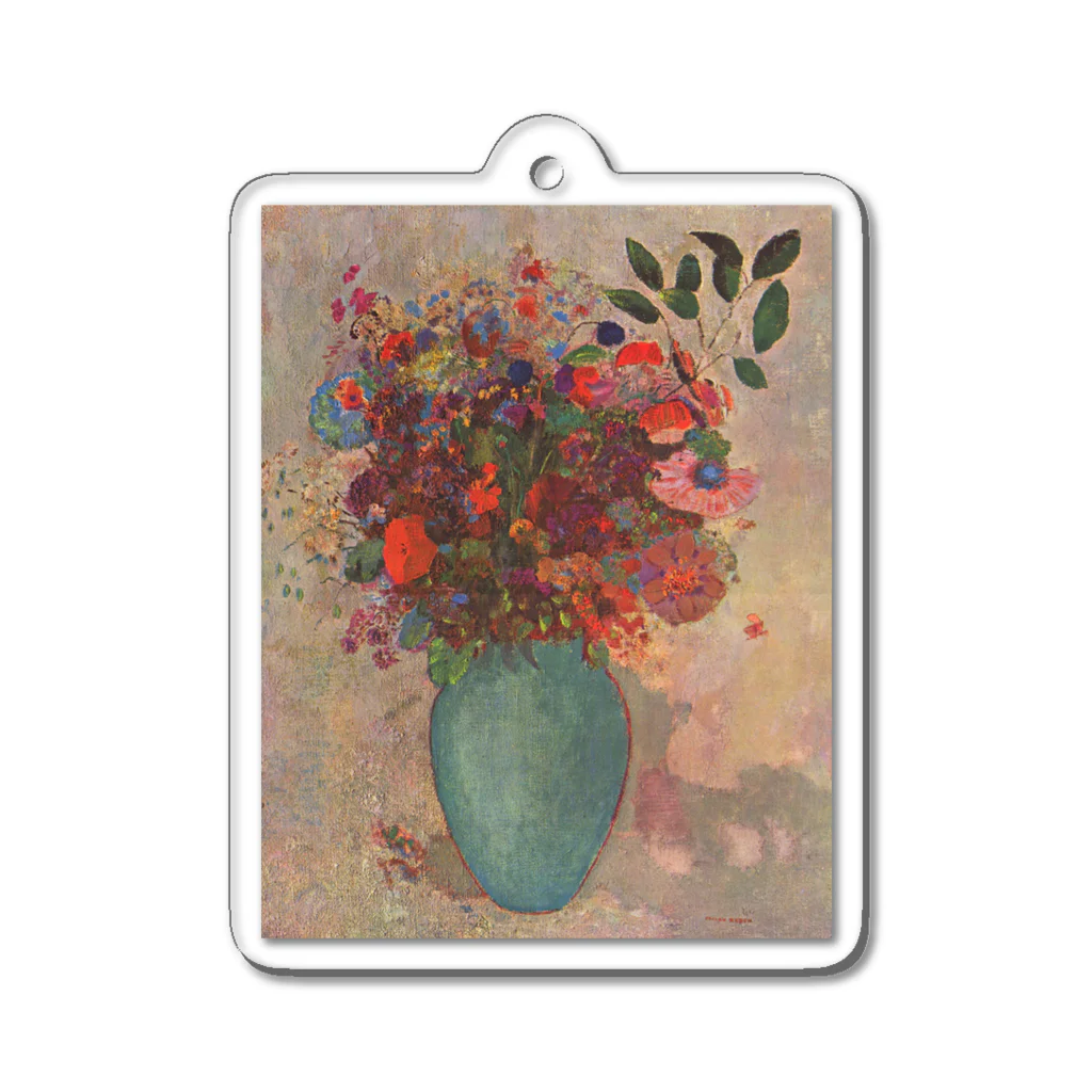 世界美術商店のトルコ石色の花瓶の花 /  The turquoise vase Acrylic Key Chain