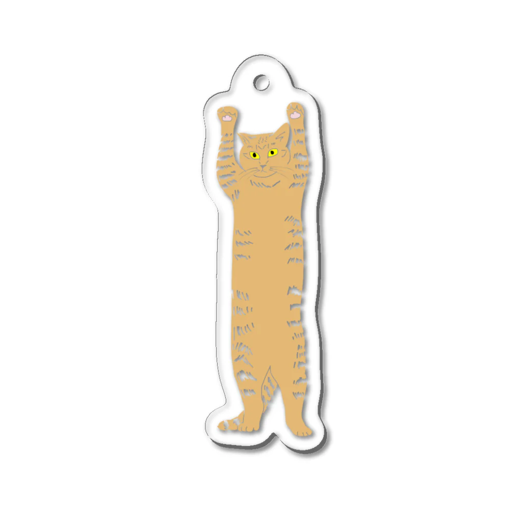 小鳥と映画館のバンザイ猫　クリア Acrylic Key Chain