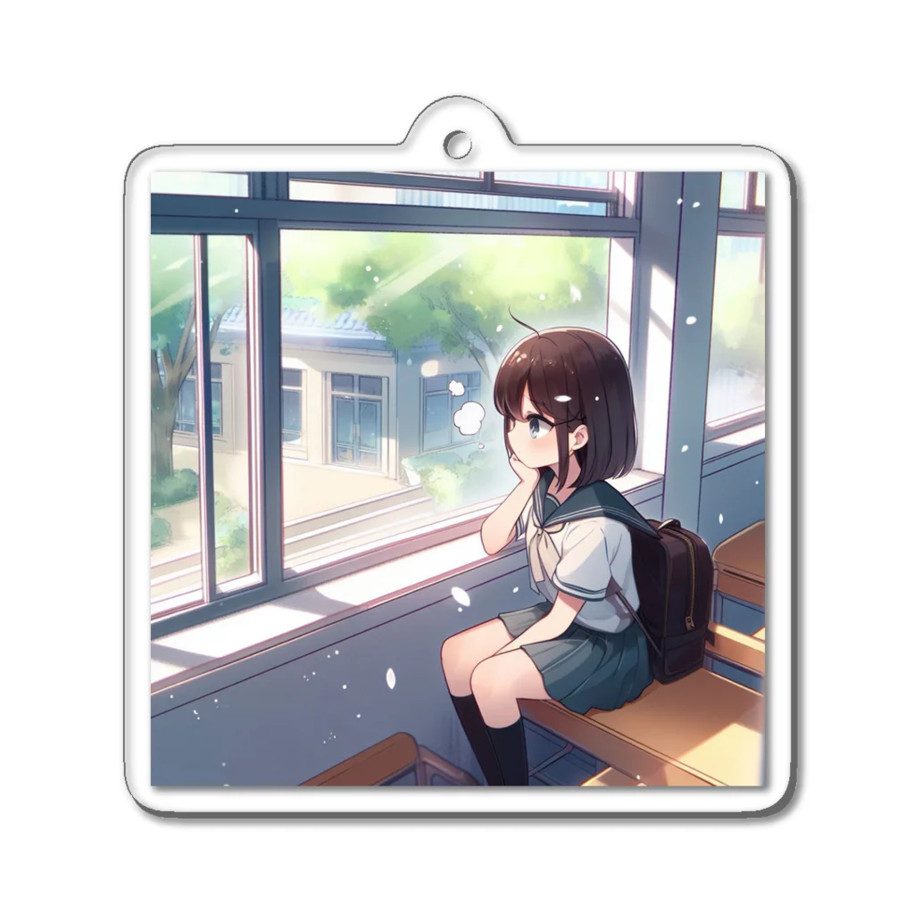 AI Creative Hub（AIクリエイティブハブ）の窓際の女子高生 Acrylic Key Chain