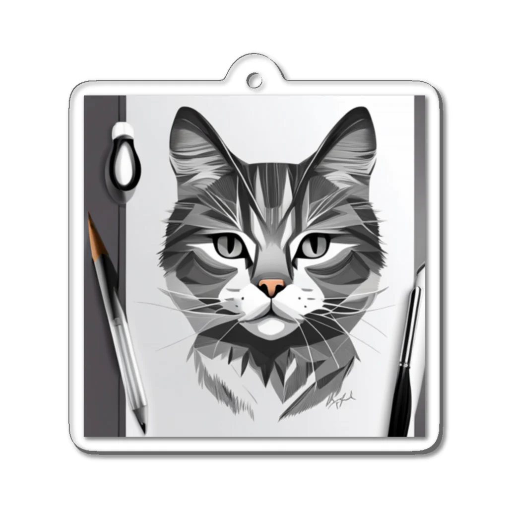 teru8376のイラスト　猫 Acrylic Key Chain