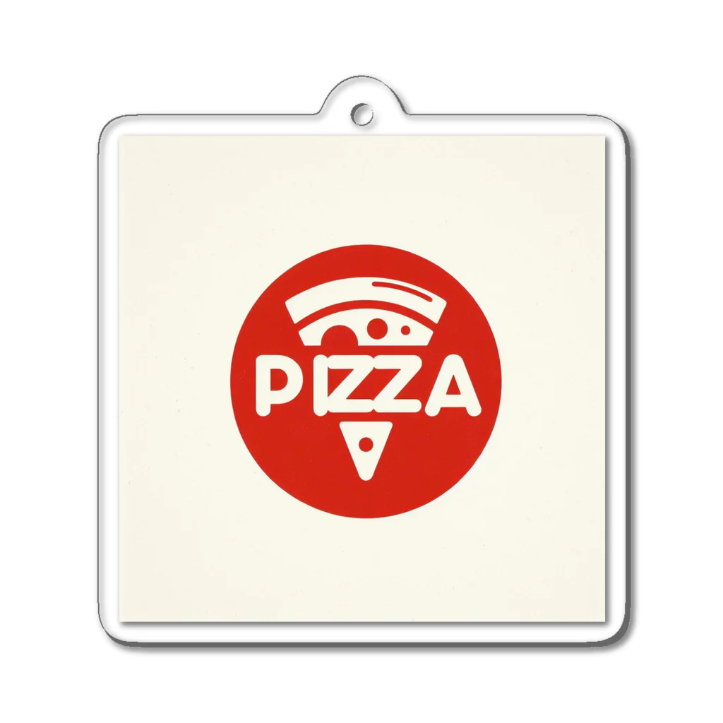 ワンダーワールド・ワンストップのシンプルなPIZZAロゴ入りデザイン Acrylic Key Chain