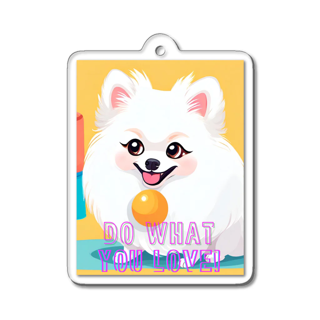 Pom-Dog'sの清楚系白ポメ　ポメ子 Acrylic Key Chain