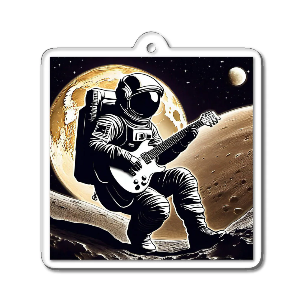 宇宙開発デザイン科の月面のギタリスト Acrylic Key Chain