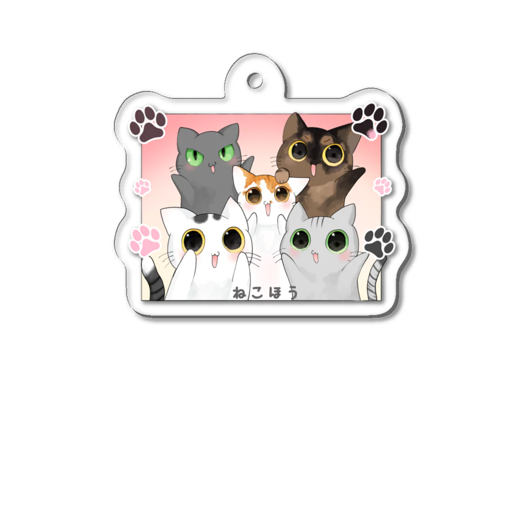 ねこほうチャンネル公式グッズの5匹ねこほうイラストグッズ Acrylic Key Chain