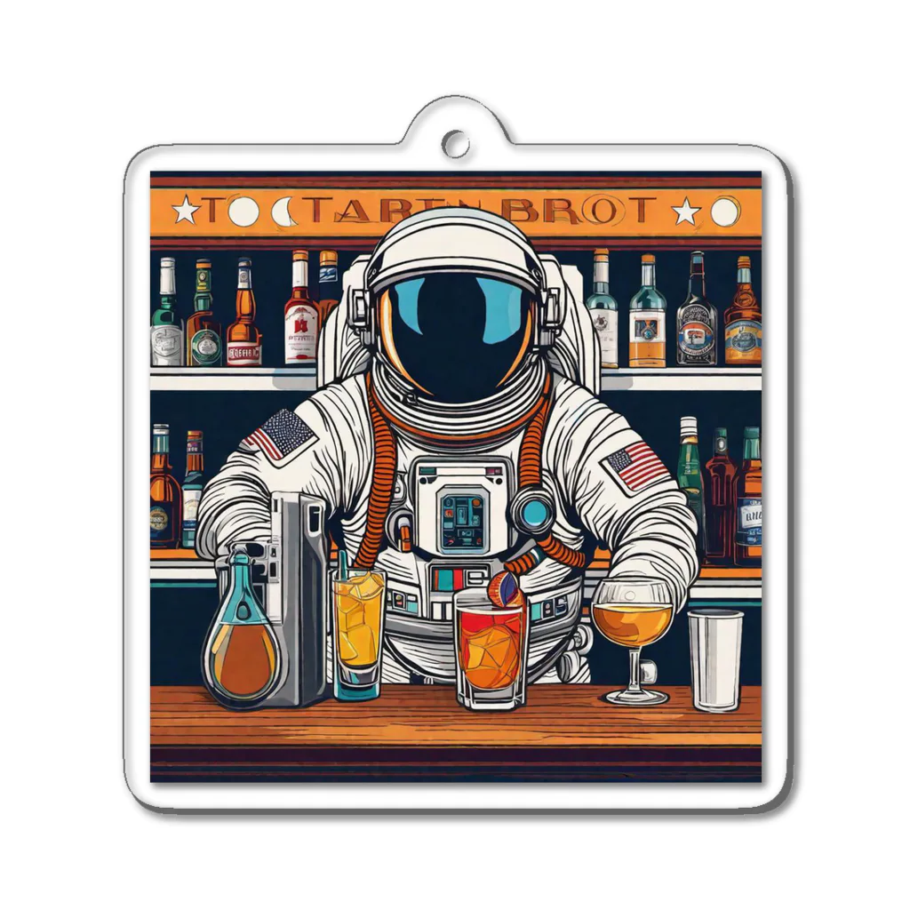 宇宙開発デザイン科の宇宙飛行士のバーテンダー Acrylic Key Chain