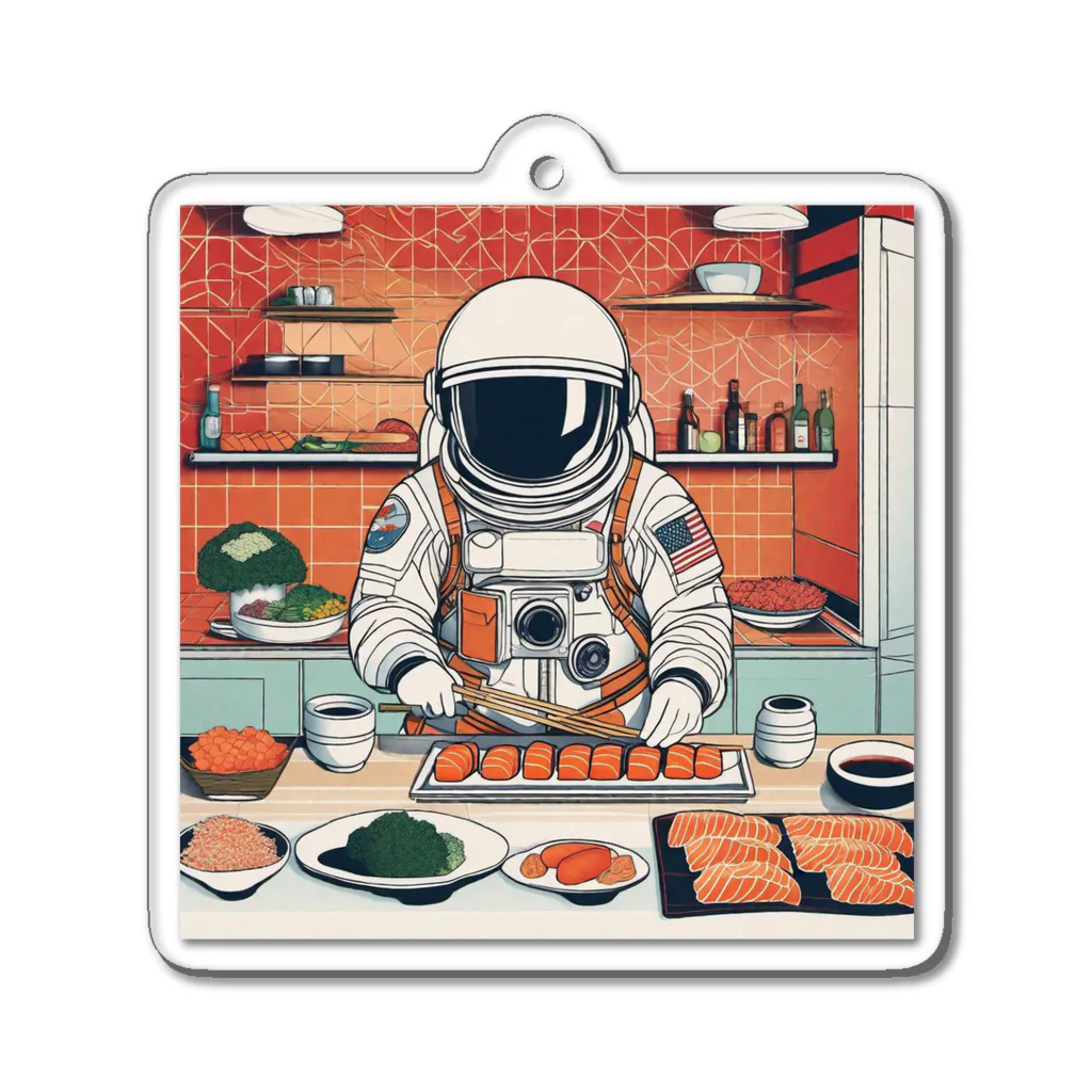 宇宙開発デザイン科のスペースクッキング 寿司編 Acrylic Key Chain