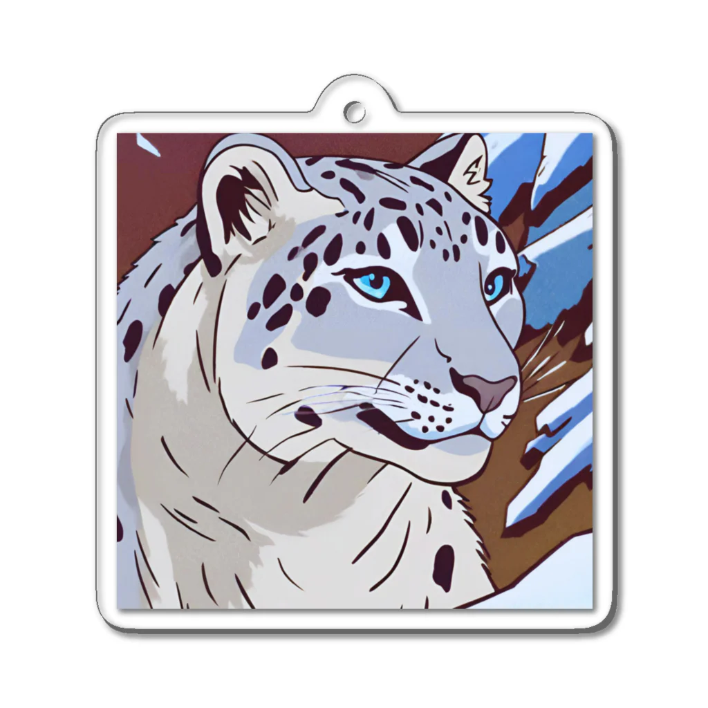 アニマルデザインの息を潜めるユキヒョウ Acrylic Key Chain