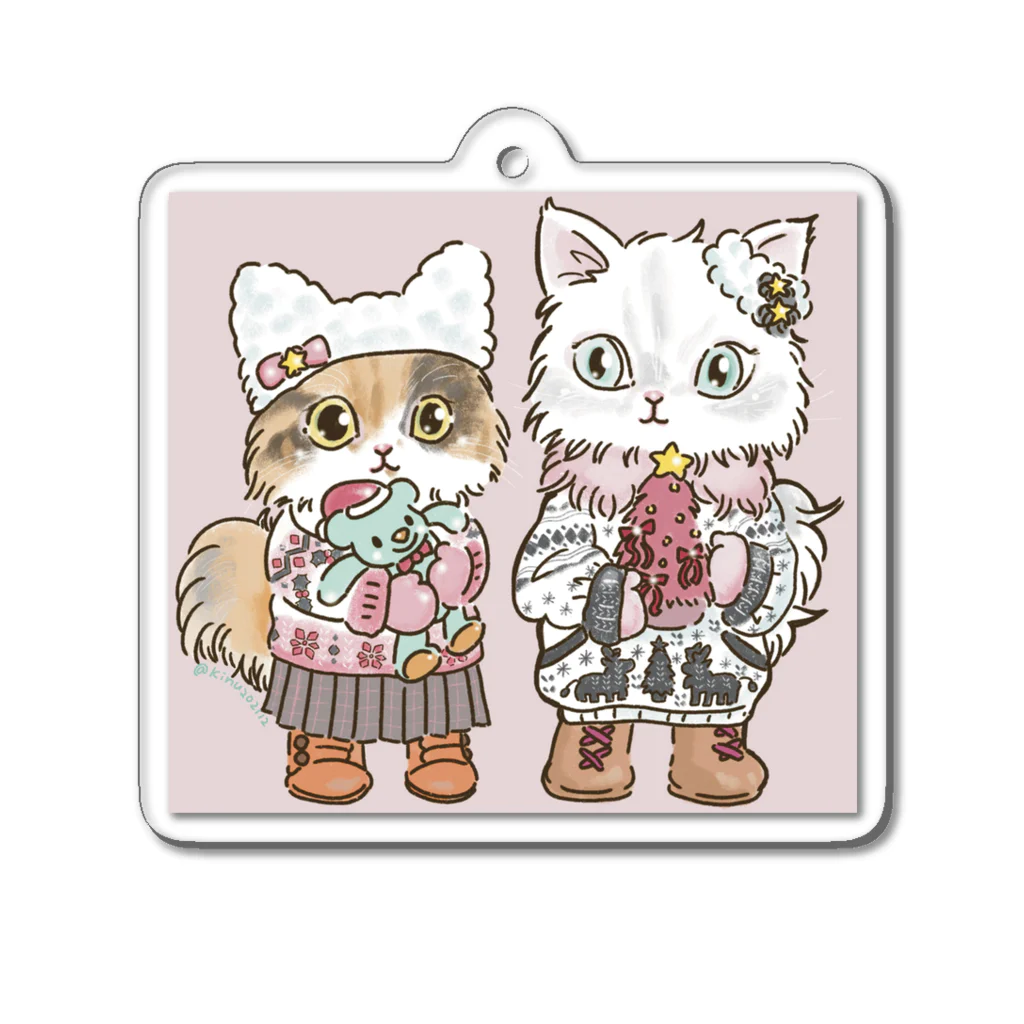 猫のきぬくんのお店のゆきちゃんとりんちゃん　キーホルダー Acrylic Key Chain