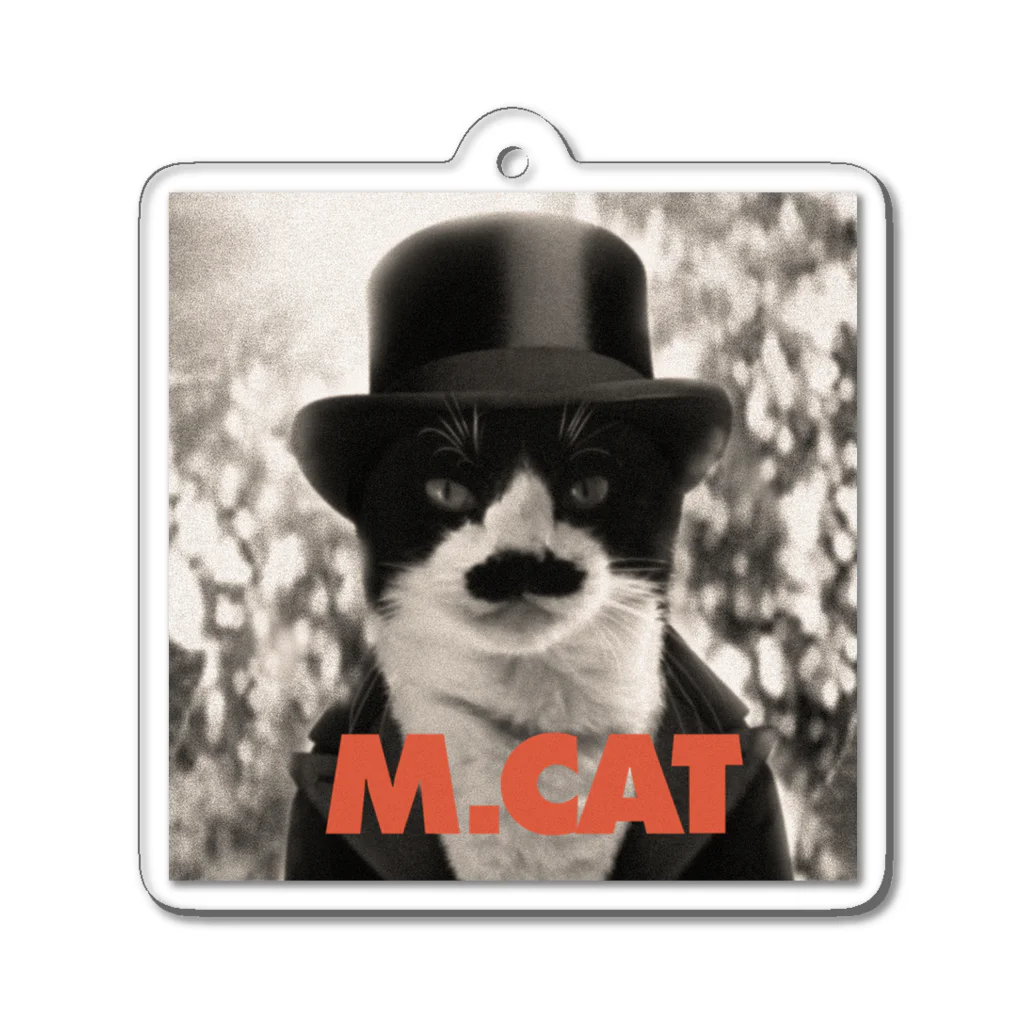 CATLESのネコ好き 猫柄 ハチワレちょび髭 CATLES M.CAT マリオキャット アクリルキーホルダー