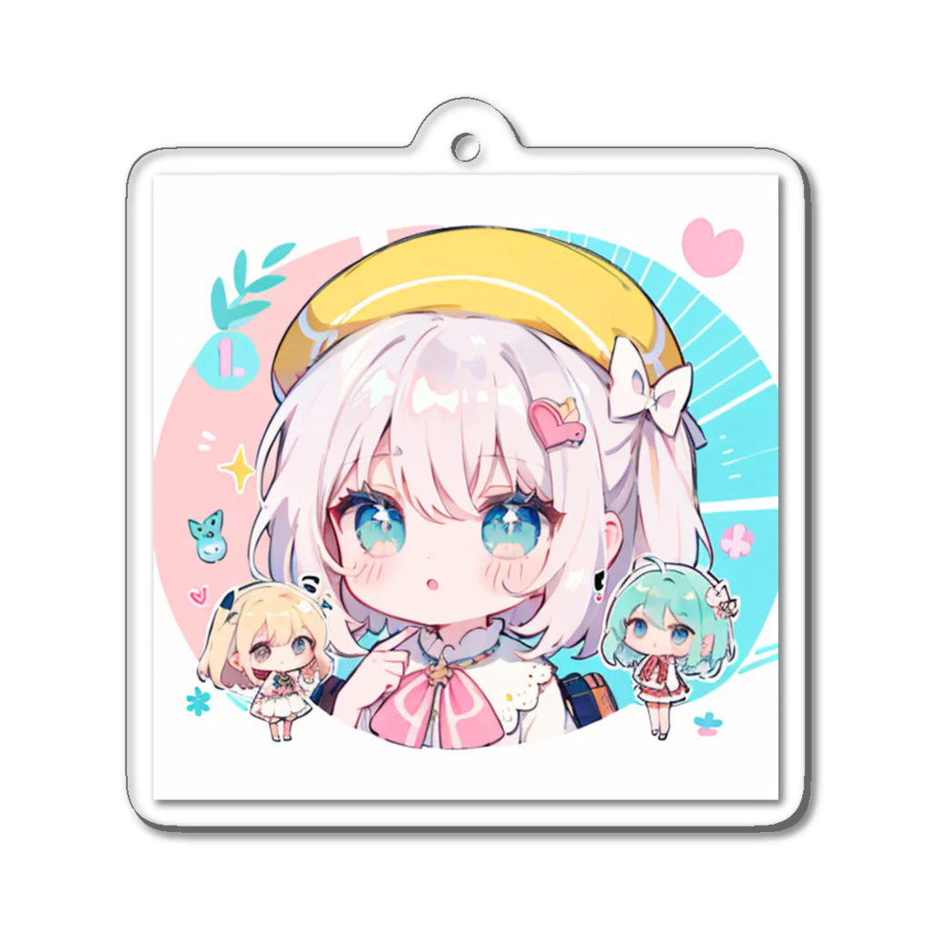 那須モバイル店の帽子を被る女の子 Acrylic Key Chain