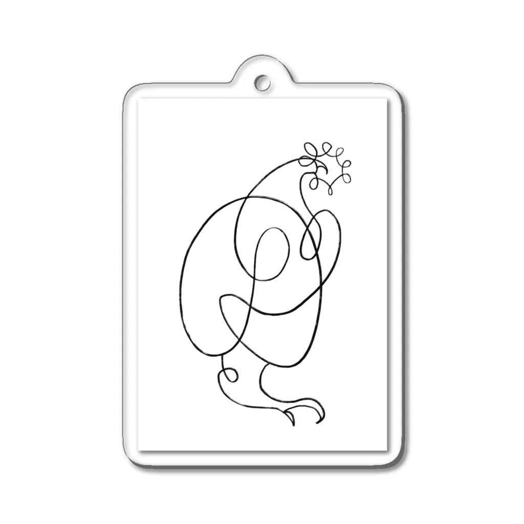 techonionの一筆bird_1 Acrylic Key Chain