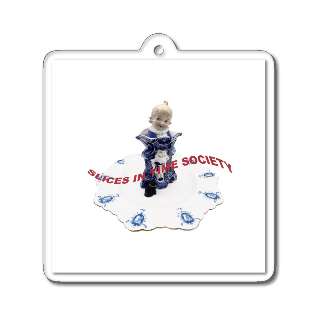 slices_in_time_societyのgirl and cat  Acrylic Key Chain