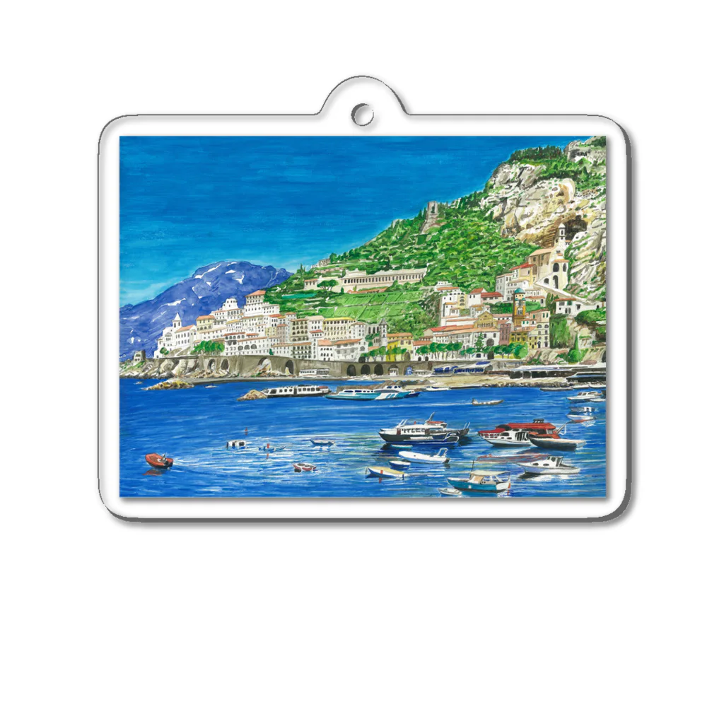 がぶちゃんのイタリアの港の風景 Acrylic Key Chain