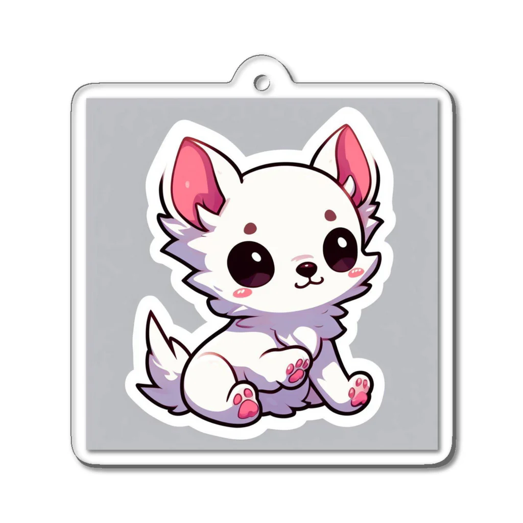 可愛いチワワグッズショップのホワイトチワワちゃん Acrylic Key Chain