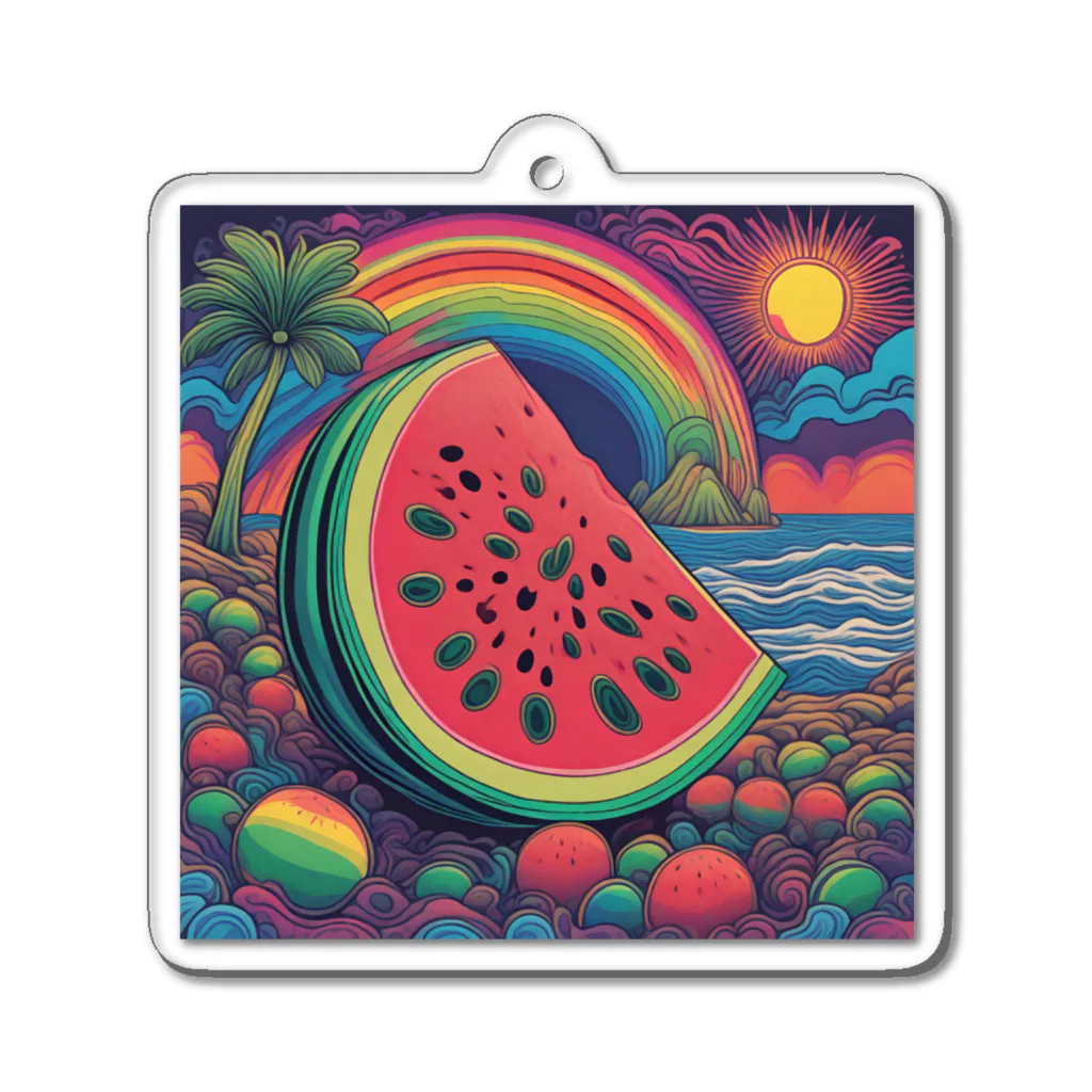 PSYCHEDELIC ARTのPSYCHEDELICスイカ Acrylic Key Chain