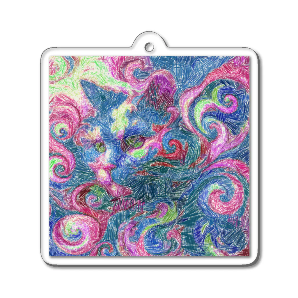 Distorted Chromatic DreamのWhimsical Feline Dream #2/6 Acrylic Key Chain