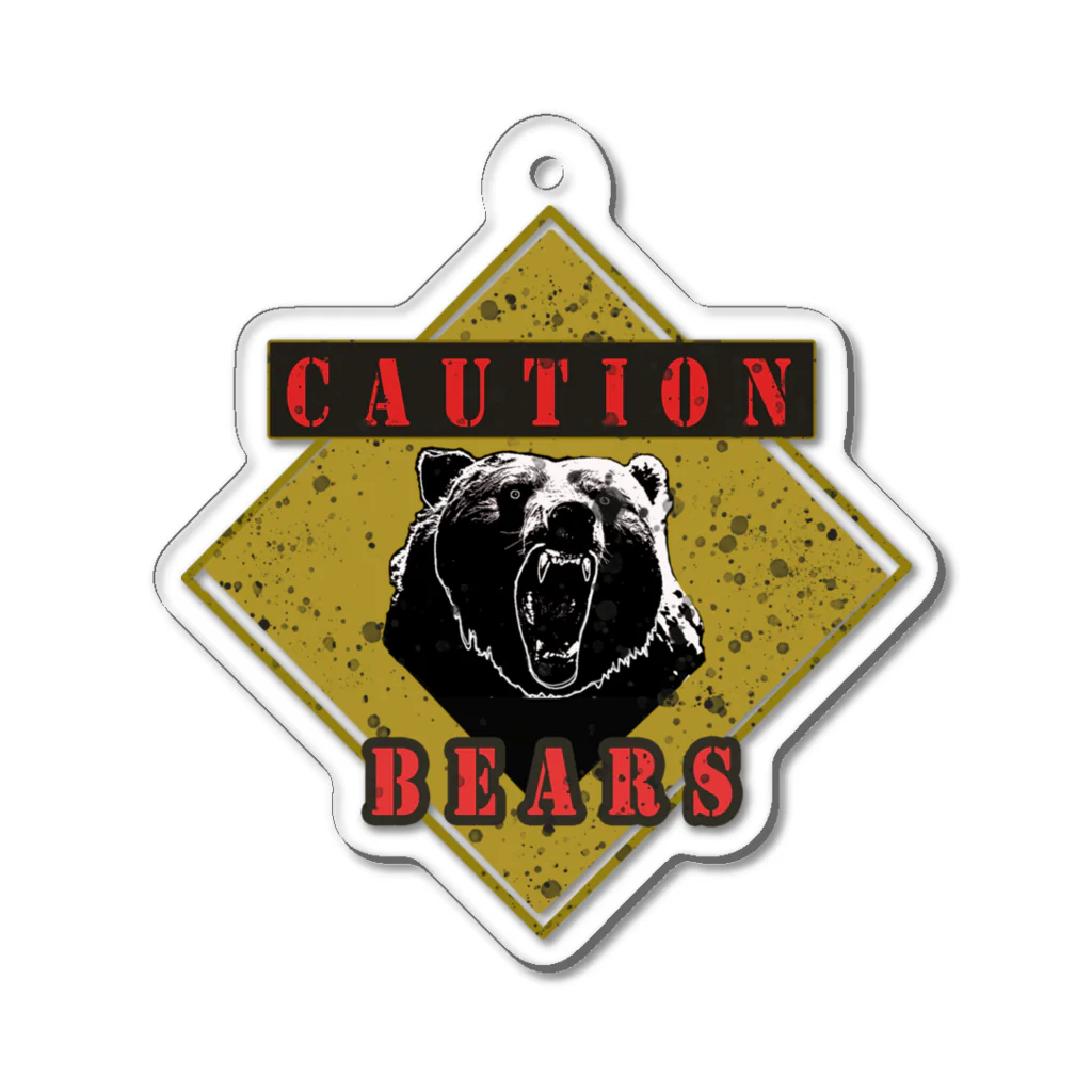 PALA's SHOP　cool、シュール、古風、和風、のCAUTION- Bear　２ アクリルキーホルダー