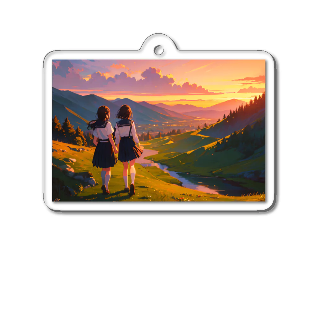 卯月なのかのTwilight Countryside Journey  〜黄昏に包まれる故郷の旅〜　No.5「染まるぼくらの通学路」 Acrylic Key Chain