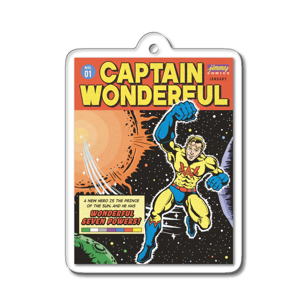 jimmy COMICSのキャプテンワンダフル comic cover MIGHTY Acrylic Key Chain