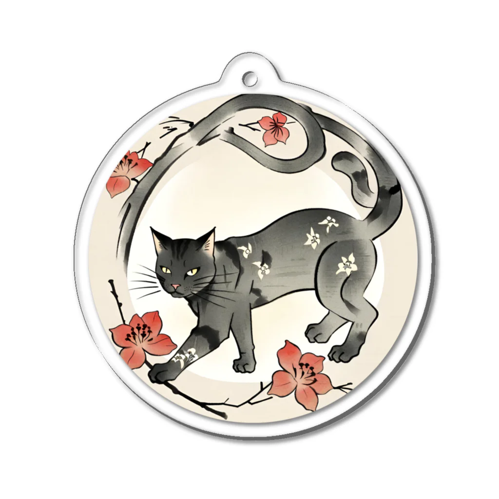 itatata-AIの和風黒猫 Acrylic Key Chain