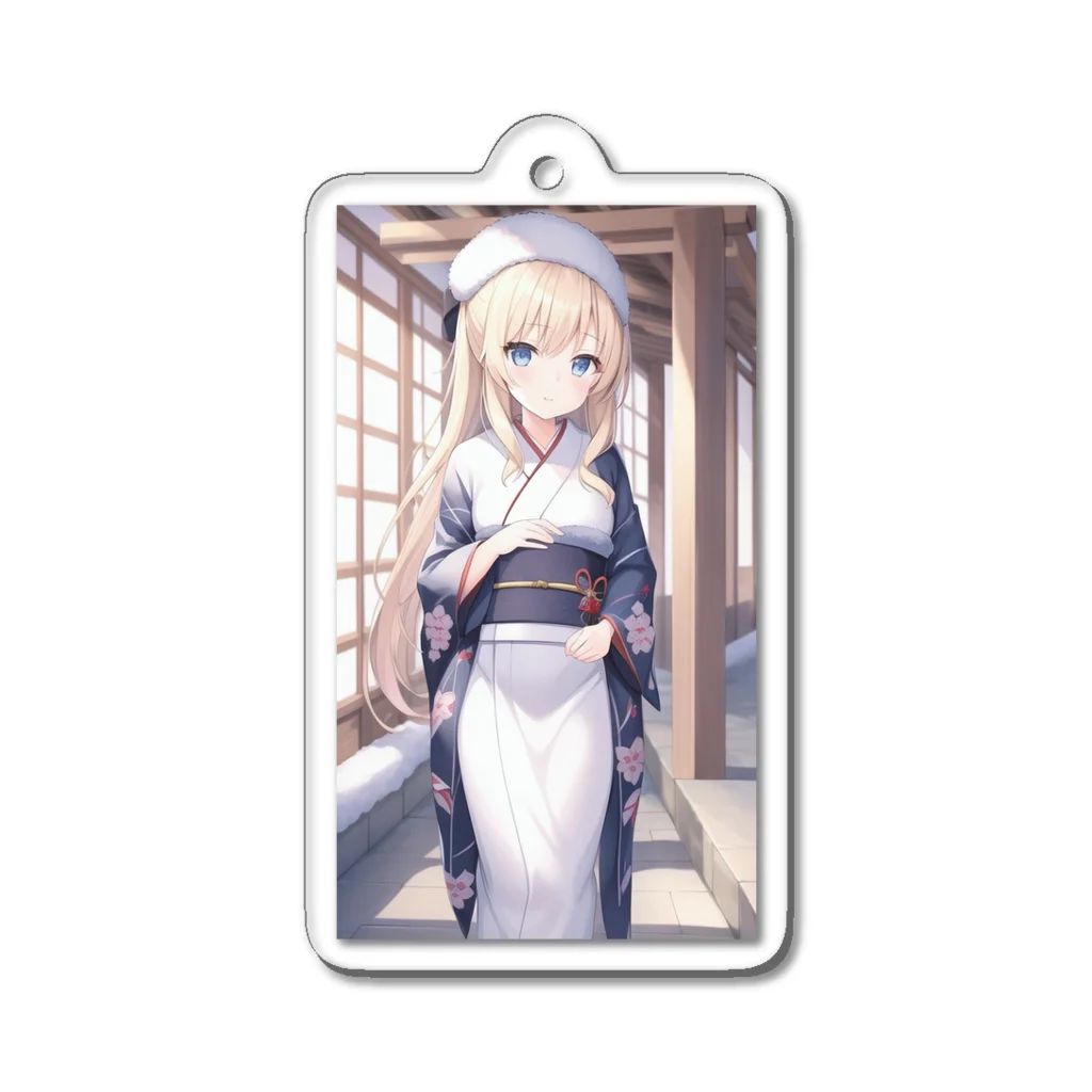 MENCHIKATSUの着物の女の子(冬) Acrylic Key Chain