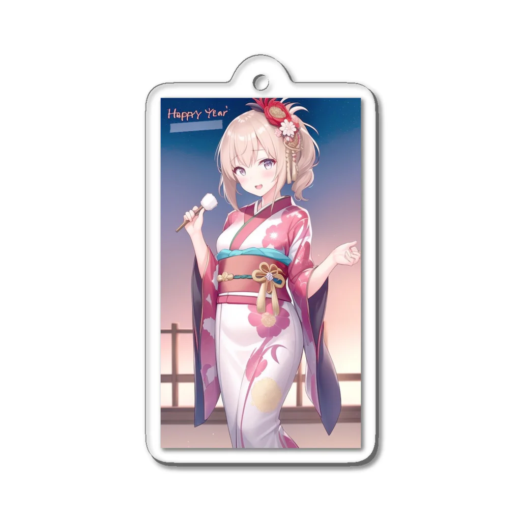 MENCHIKATSUの着物の女の子(お正月) Acrylic Key Chain