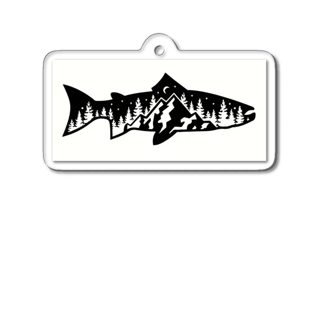 No Fishing No Life の山？　魚？ Acrylic Key Chain