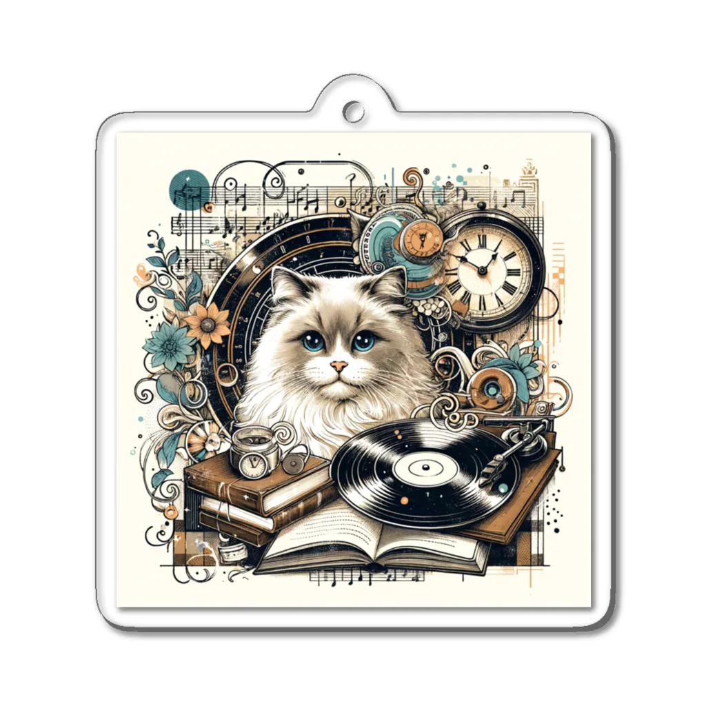 Artful Whiskersのノスタルジック キャット アクリルキーホルダー