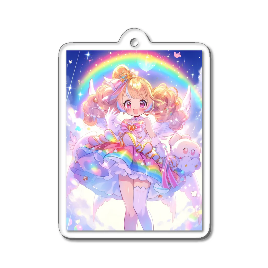 シロクマペンギンの虹の魔法少女 Acrylic Key Chain