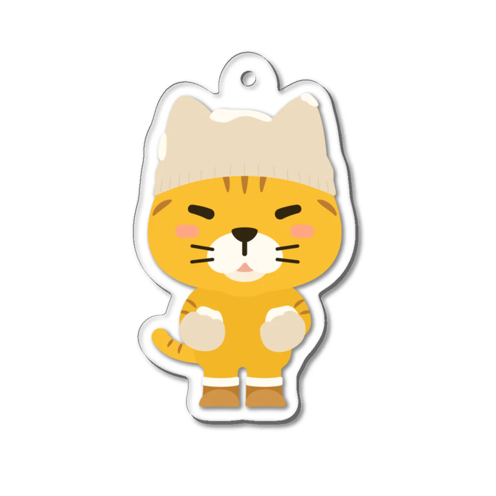 chi-bitのニット帽をかぶったトラ猫 Acrylic Key Chain