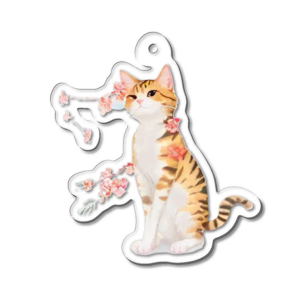 姫とすずり。の花となるねこ Acrylic Key Chain