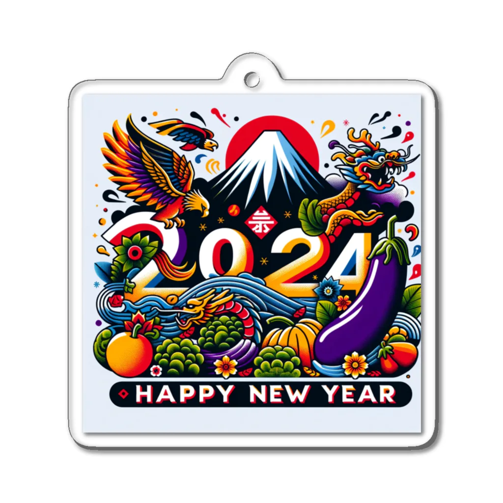 niko&PANDA shopの2024年　ハッピーニューイヤー Acrylic Key Chain