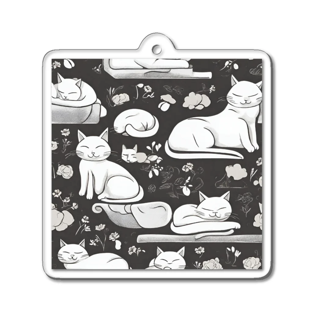 マッシュの眠る白猫 Acrylic Key Chain