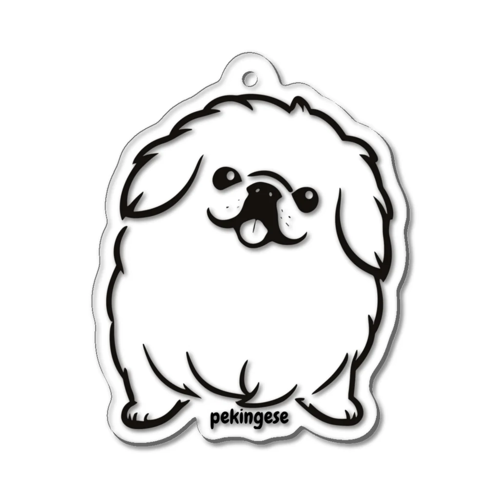 ファンシーTシャツ屋のモノクロペキニーズちゃん Acrylic Key Chain