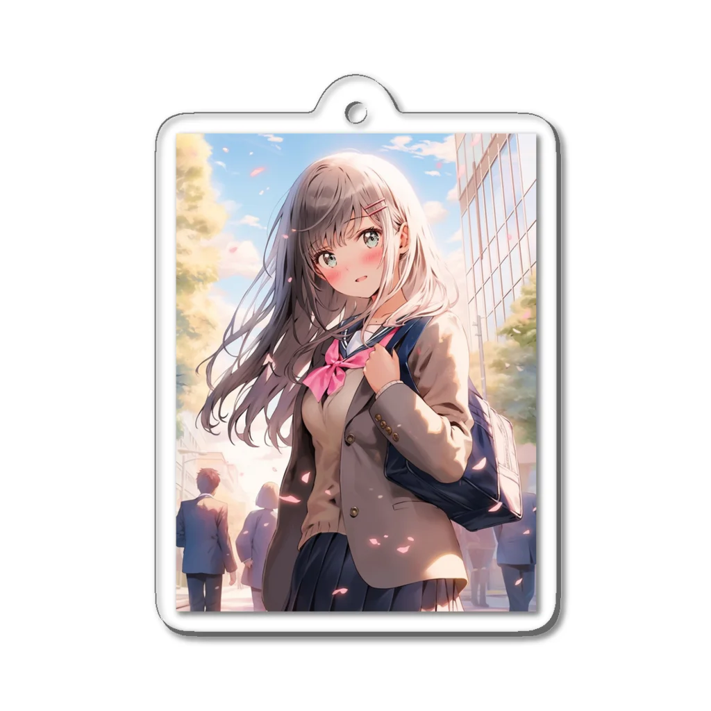 シロクマペンギンのブレザーセーラー服ミックス制服の女の子 Acrylic Key Chain