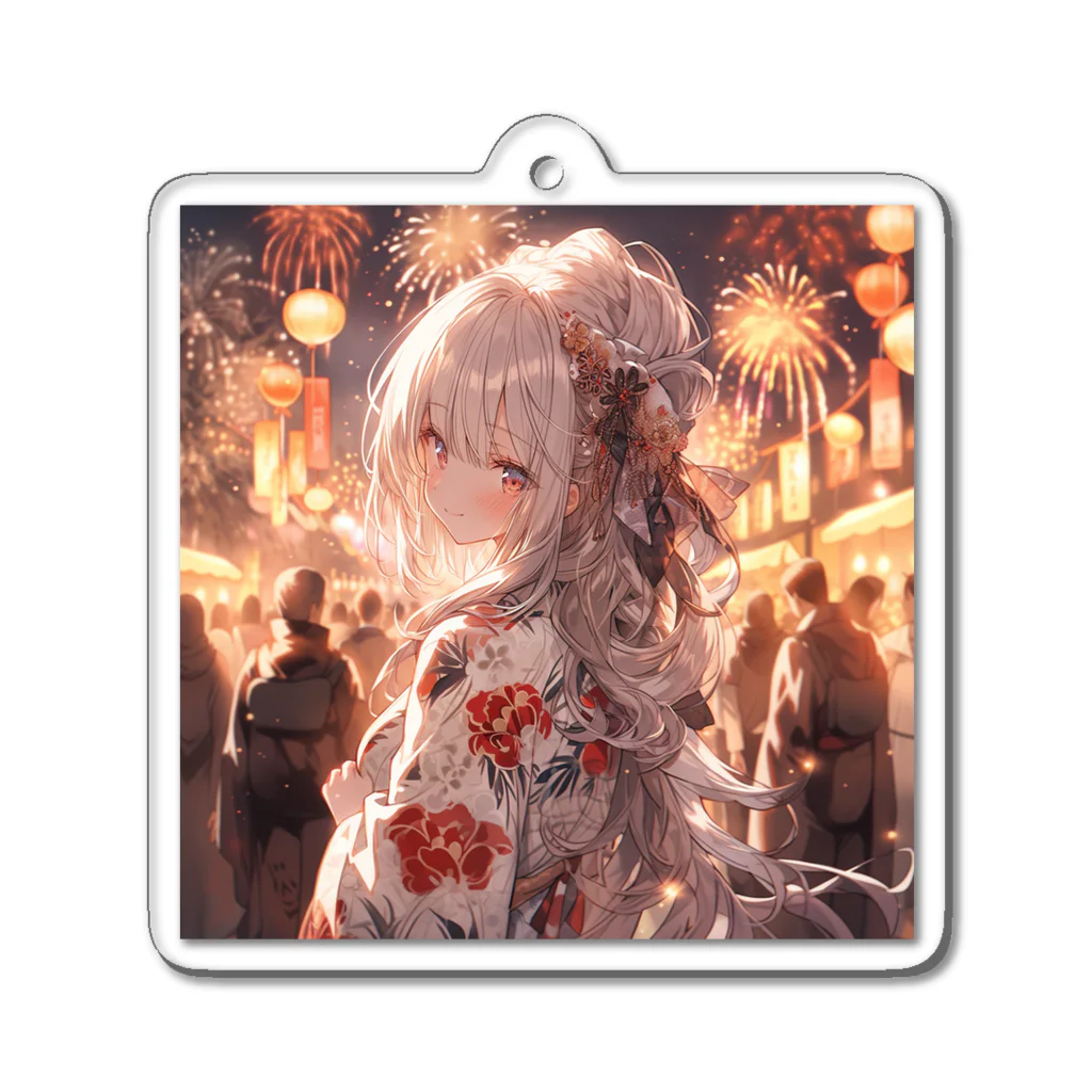 シルバームーンコーストの銀髪美女 シリーズ2 in 花火大会 Acrylic Key Chain