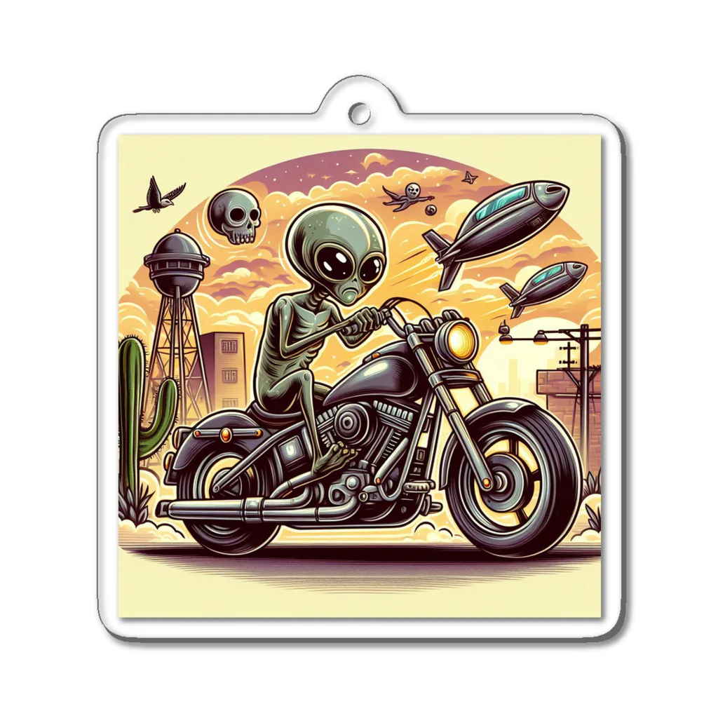 おふざけのバイク宇宙人 Acrylic Key Chain