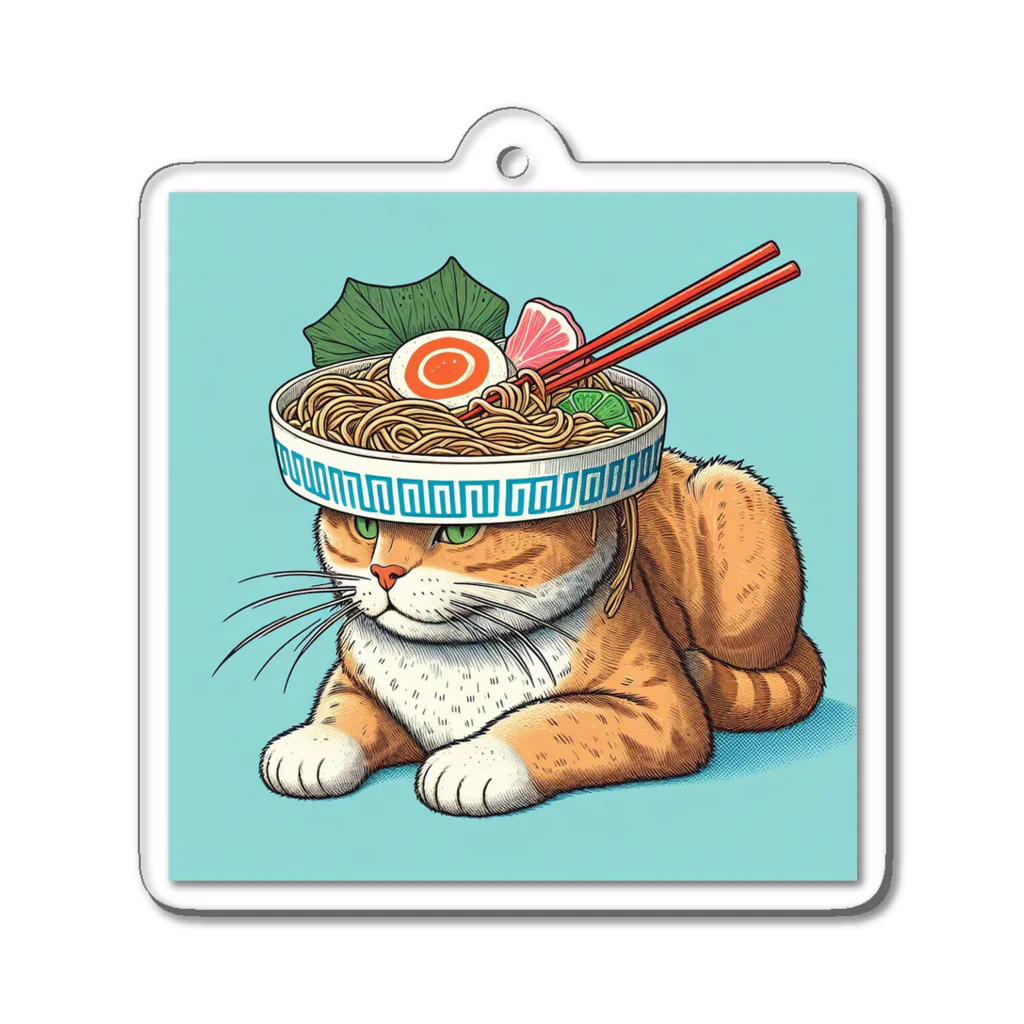 ベルギービールバー麦酒本舗公式グッズのラーメン猫 Acrylic Key Chain