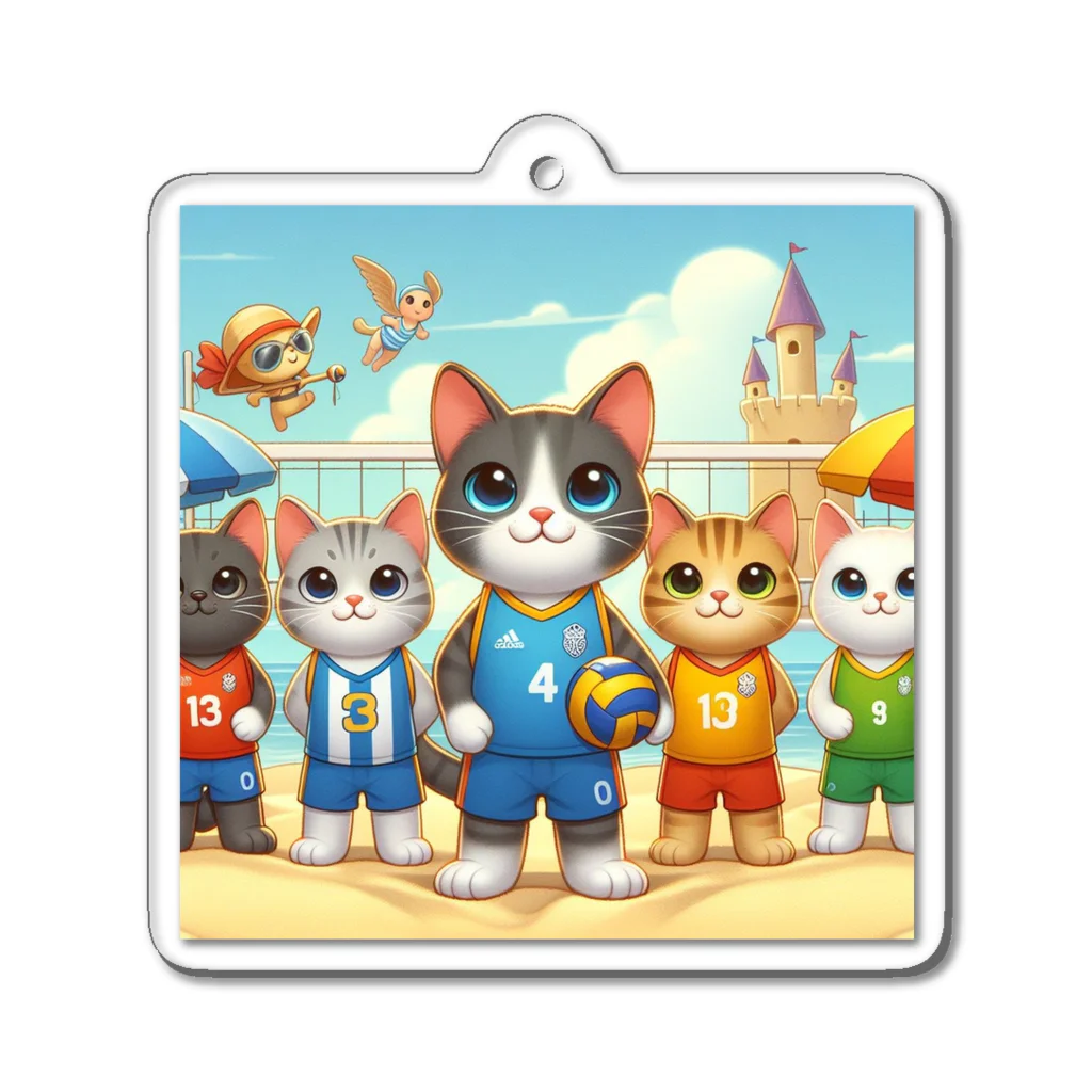 【volleyball online】の猫好きのみなさん必見！愛らしい猫のバレーボールグッズ アクリルキーホルダー