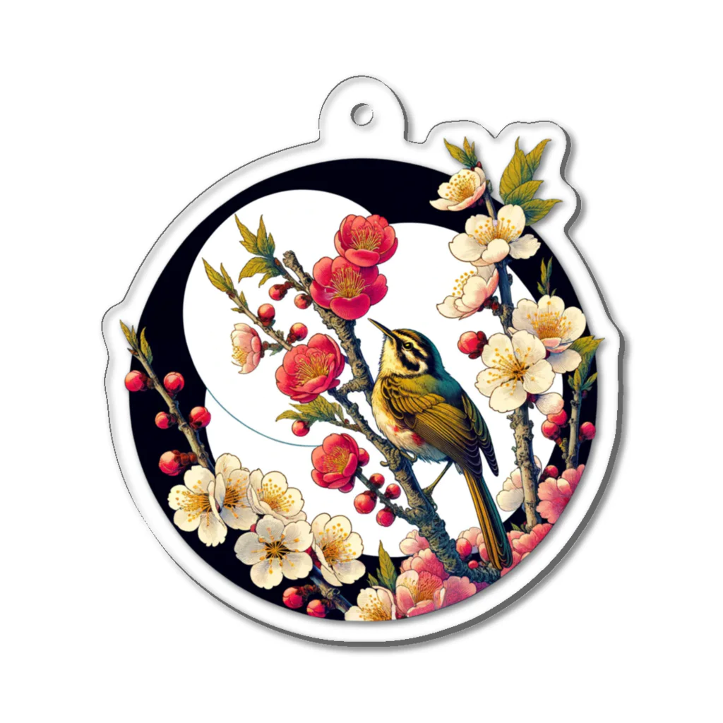 manyou-lab_Ukiyo-eの浮世絵 梅とウグイス Ukiyoe Plum And Japanese Bird [UUU-DL-SR001-0001] Acrylic Key Chain