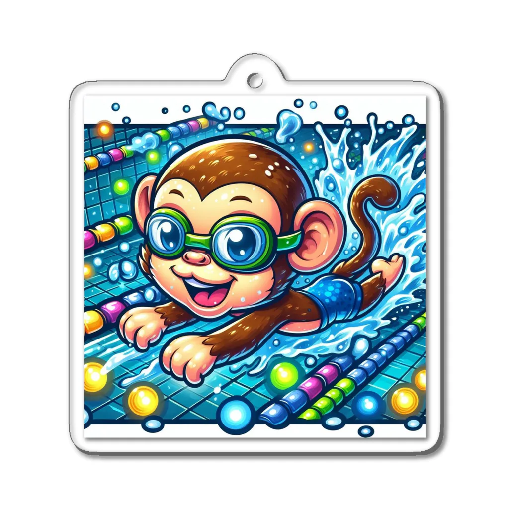 アニマルキャラクターショップのSwimming monkey アクリルキーホルダー