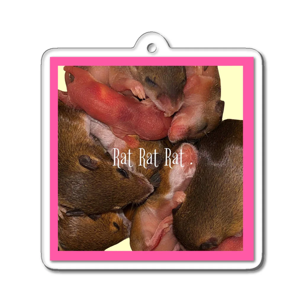 chanMeのネズミの赤ちゃん達　pink🩷 Acrylic Key Chain