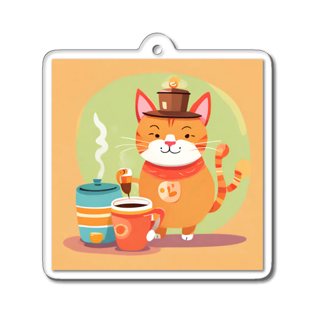 piyomingoのコーヒー猫マン Acrylic Key Chain
