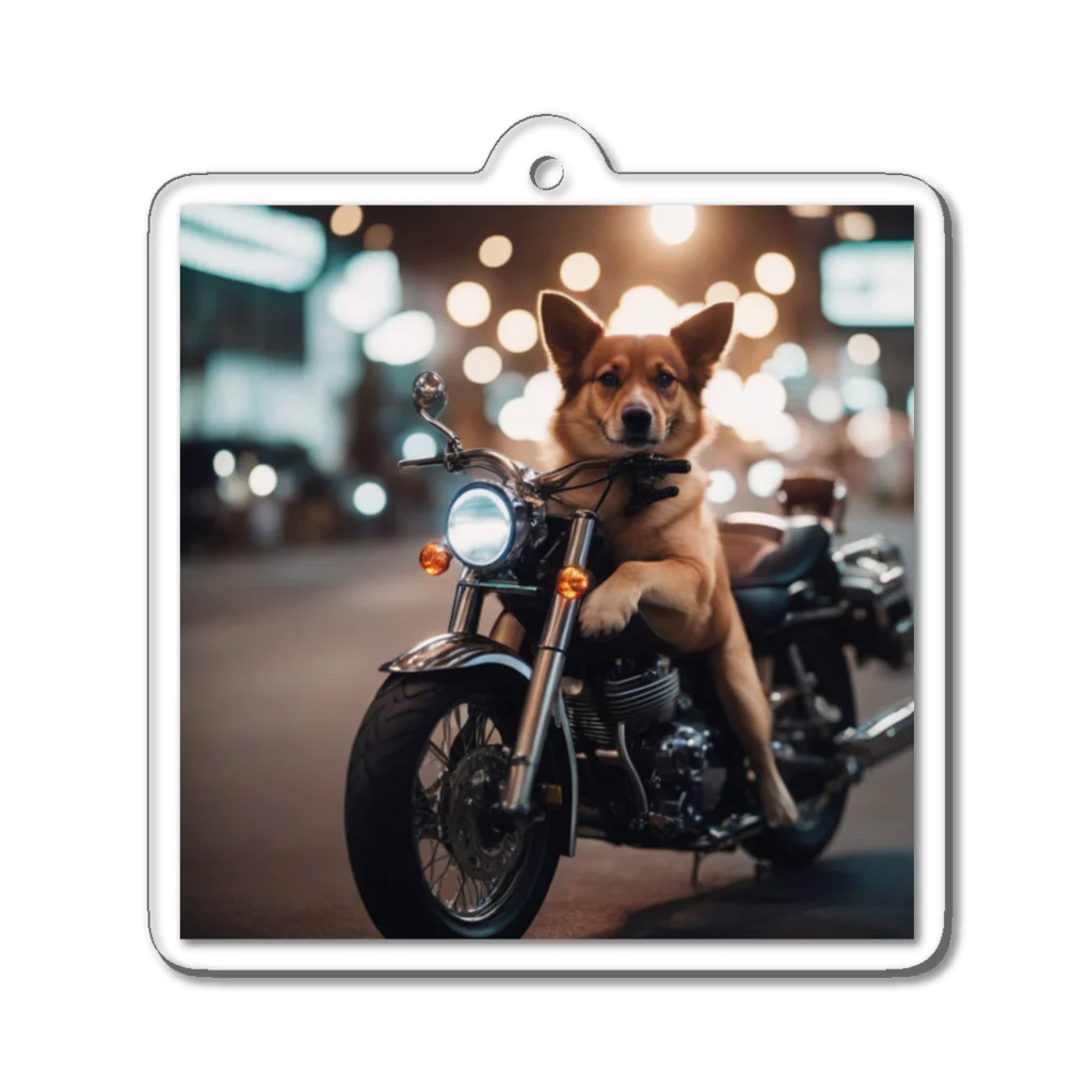 くろねこの雑貨屋のバイクに乗っているワンちゃん Acrylic Key Chain