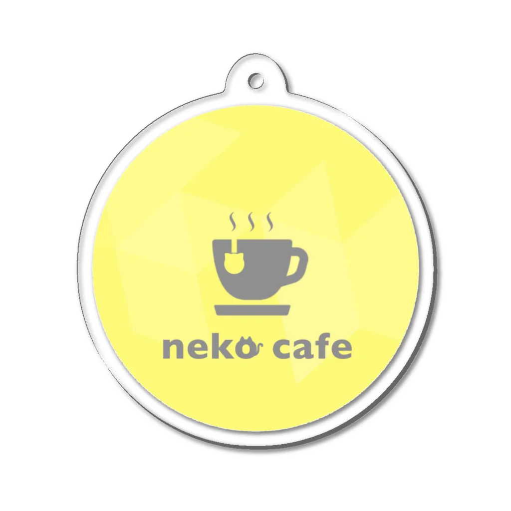 川上牧場のneko cafe（黄色）デザインイラスト アクリルキーホルダー