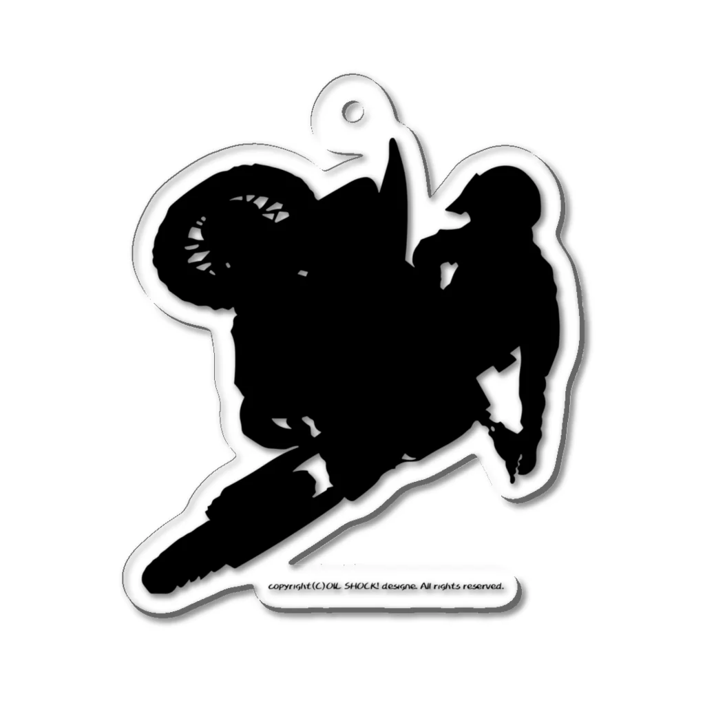 ファンシーTシャツ屋のオフロードバイクでエアーを決めるシルエット Acrylic Key Chain