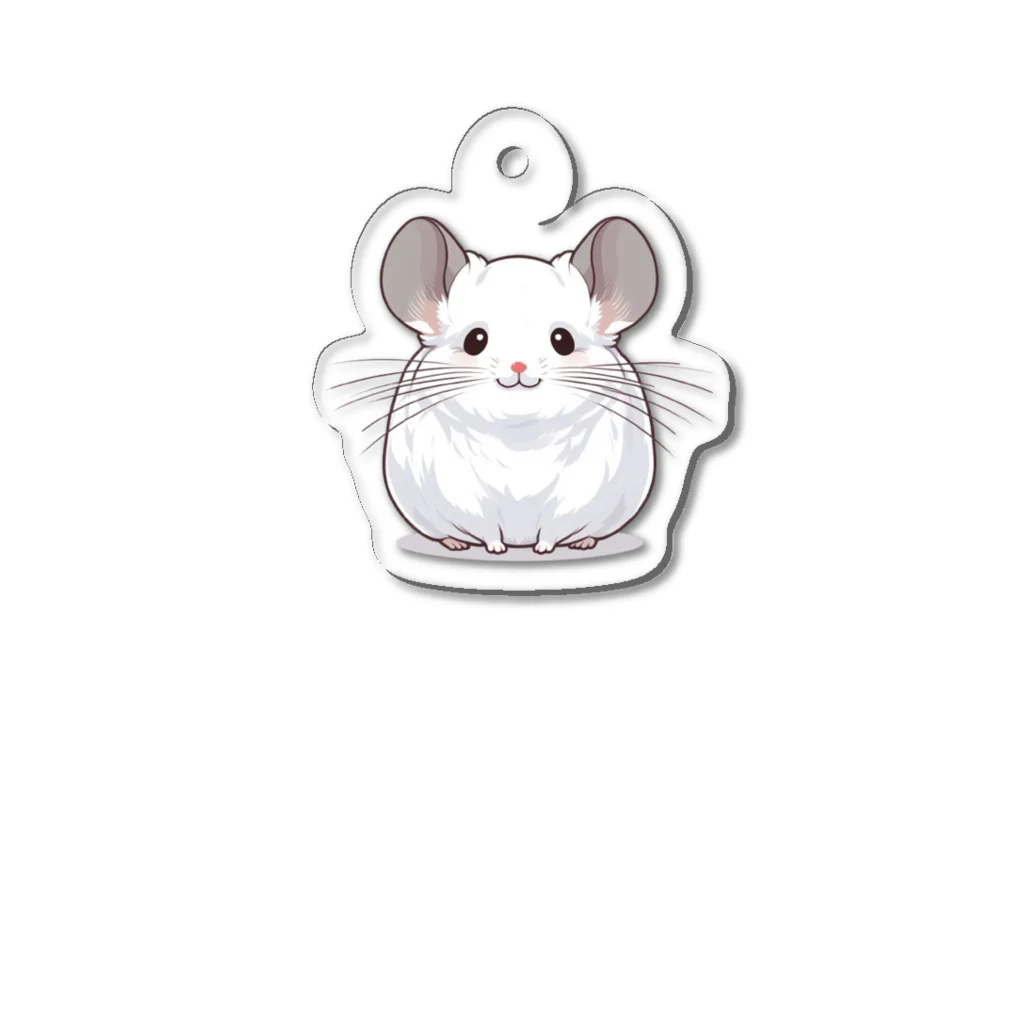 もふっとチンチラ🐭のチンチラ（ホワイト） アクリルキーホルダー