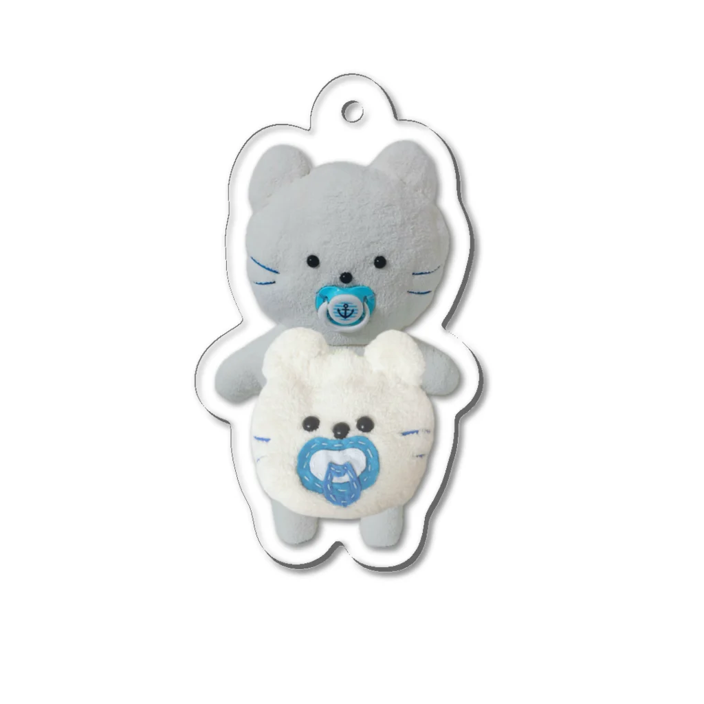 ニャンべびぃのニャンべびぃ クマべびぃ 共存アクキー Acrylic Key Chain